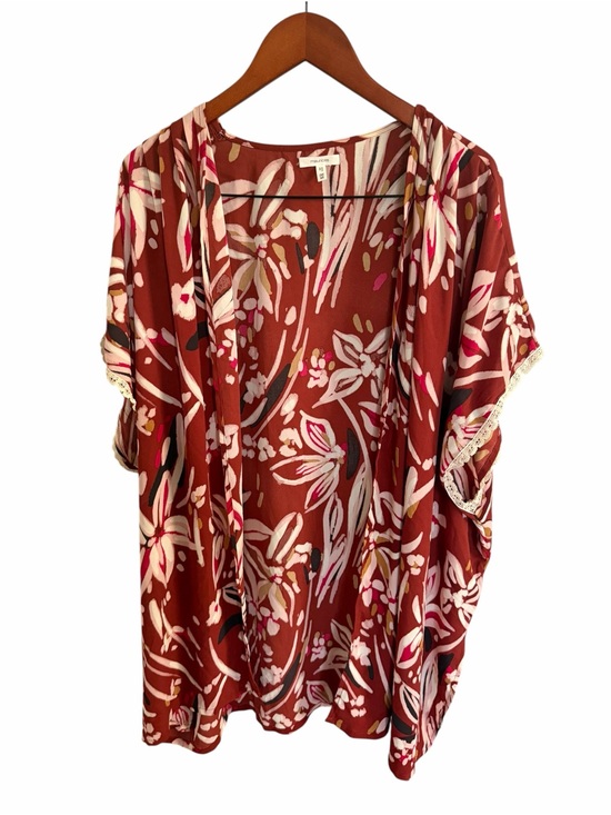 Maurices Tops - Maurices Rust Floral Open-Front Kimono